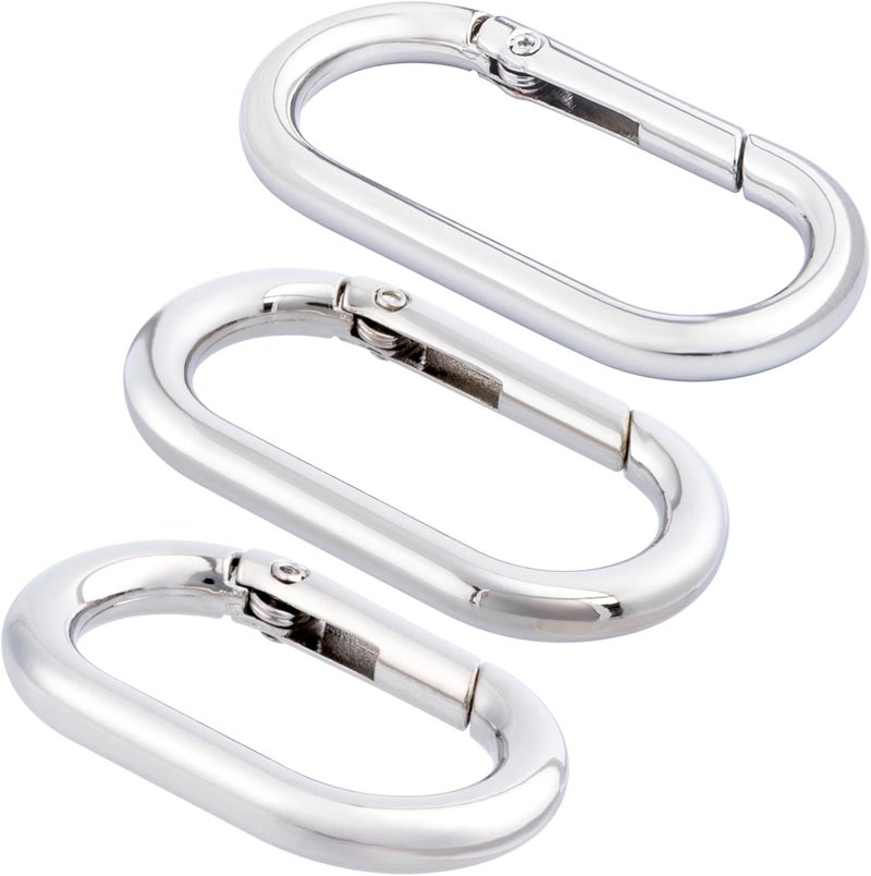 STSTR 3pcs Oval Spring Ring Clips, Metal Keyring Purse Clip, Heavy Duty Opening O Ring Carabiner for Keychains,Backpacks, Keys - Image 1